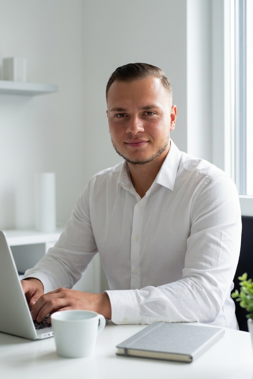 Erduan Saiti am Arbeitsplatz